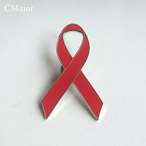 4.8cm AIDS/HIV Cancer Awareness Red Ribbon Enamel Lapel Pin Badge Brooch