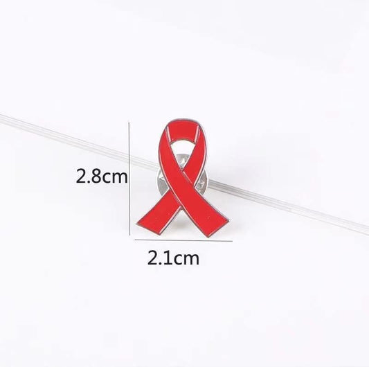 Awareness Red Ribbon Enamel Lapel Pin