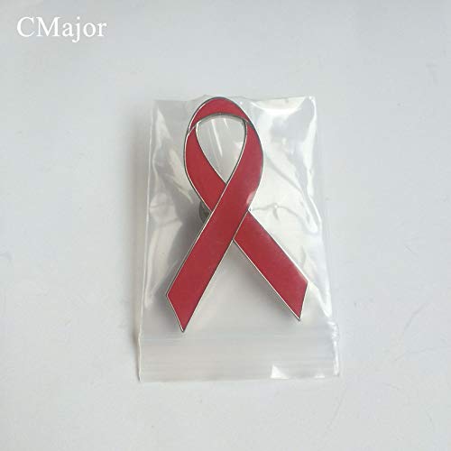 4.8cm AIDS/HIV Cancer Awareness Red Ribbon Enamel Lapel Pin Badge Brooch