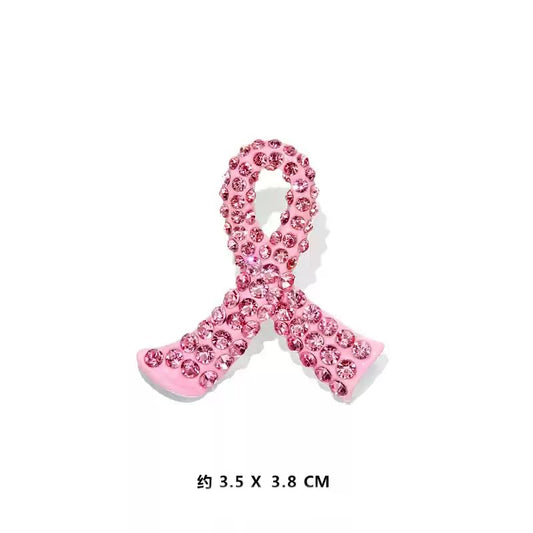 Awareness Red Ribbon Rhinestone Crystal Lapel Pins for HIV/AIDS/Addiction 3.2*3.4cm