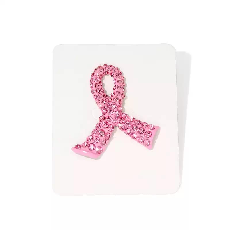 Awareness Red Ribbon Rhinestone Crystal Lapel Pins for HIV/AIDS/Addiction 3.2*3.4cm