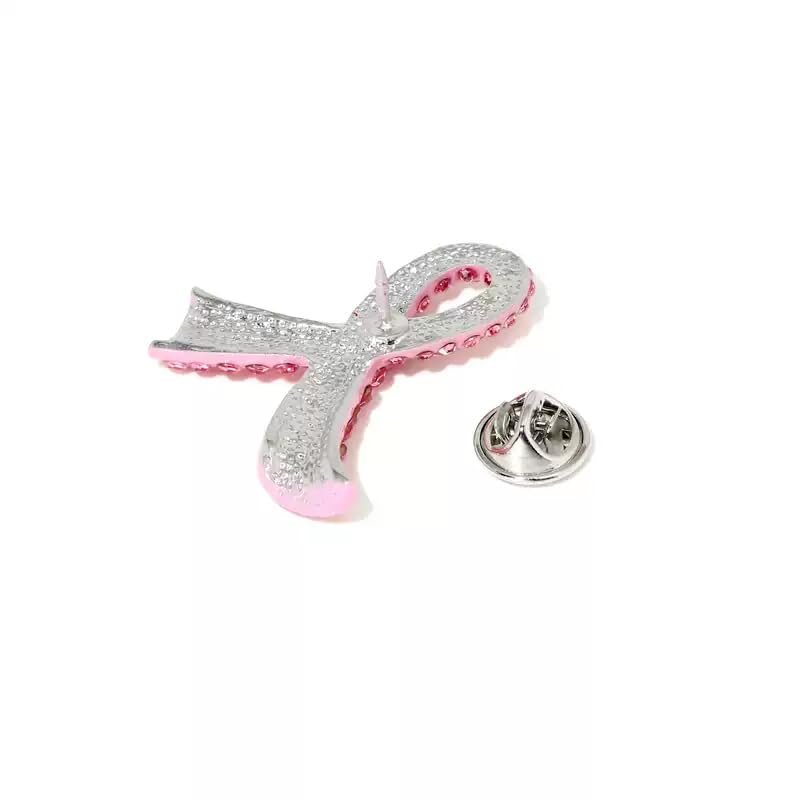 Awareness Red Ribbon Rhinestone Crystal Lapel Pins for HIV/AIDS/Addiction 3.2*3.4cm