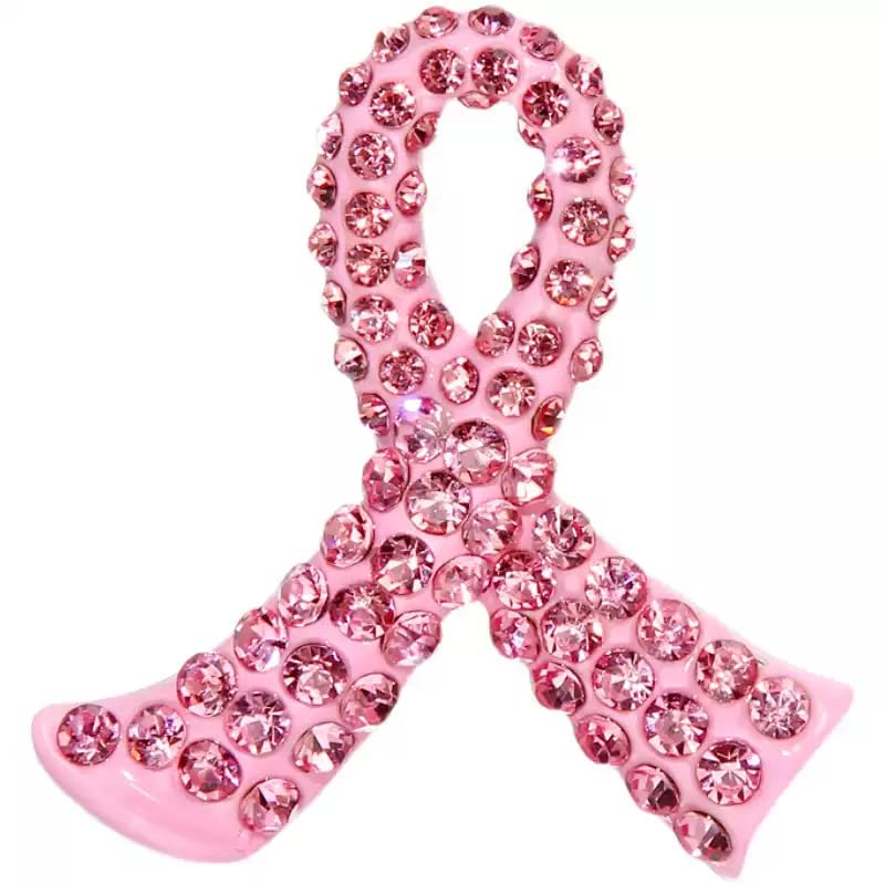 Awareness Red Ribbon Rhinestone Crystal Lapel Pins for HIV/AIDS/Addiction 3.2*3.4cm