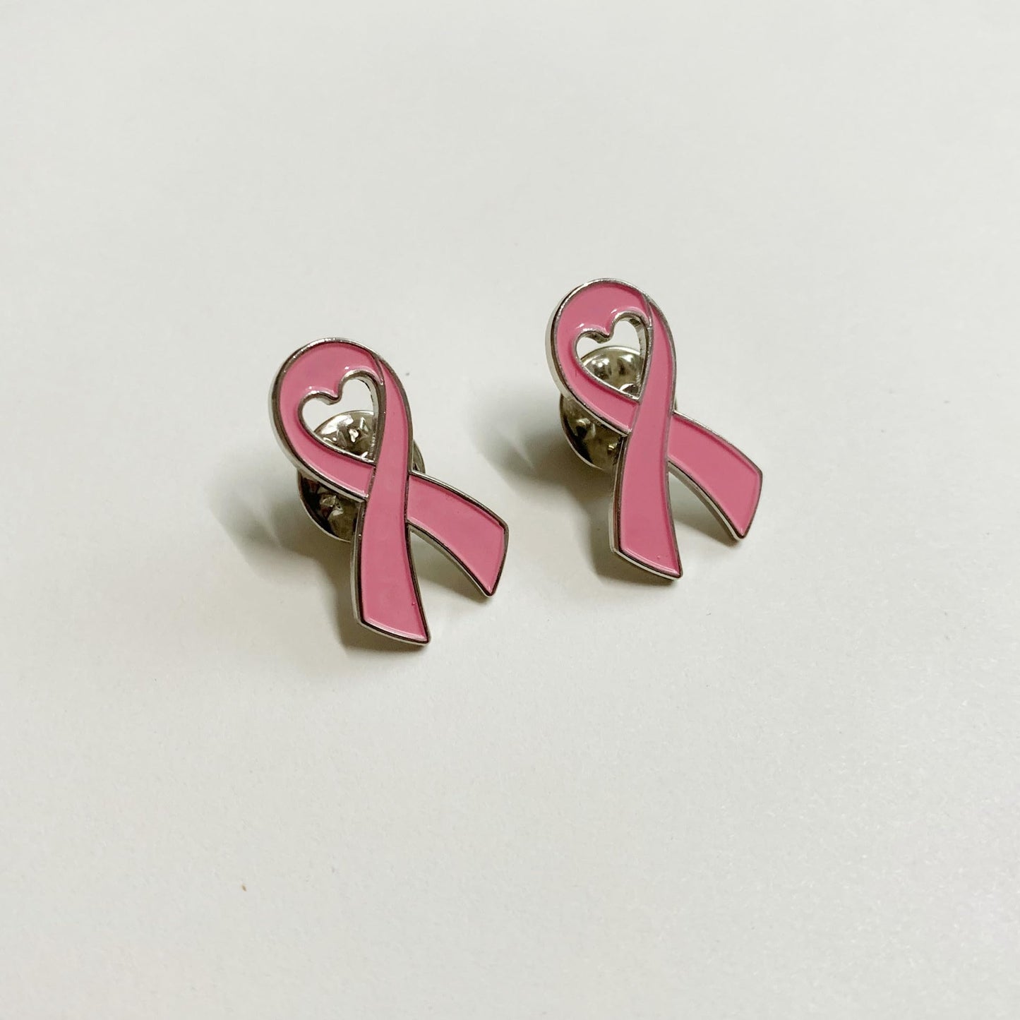 Pink Ribbon Breast Cancer Awareness Heart Badge Lapel Pin