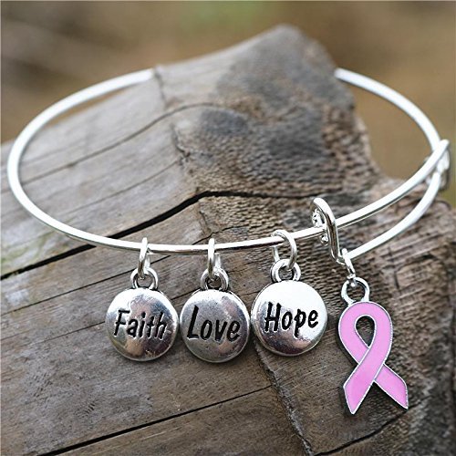 CMajor Pink Ribbon Breast Cancer Awareness Expandable Bangle Bracelet