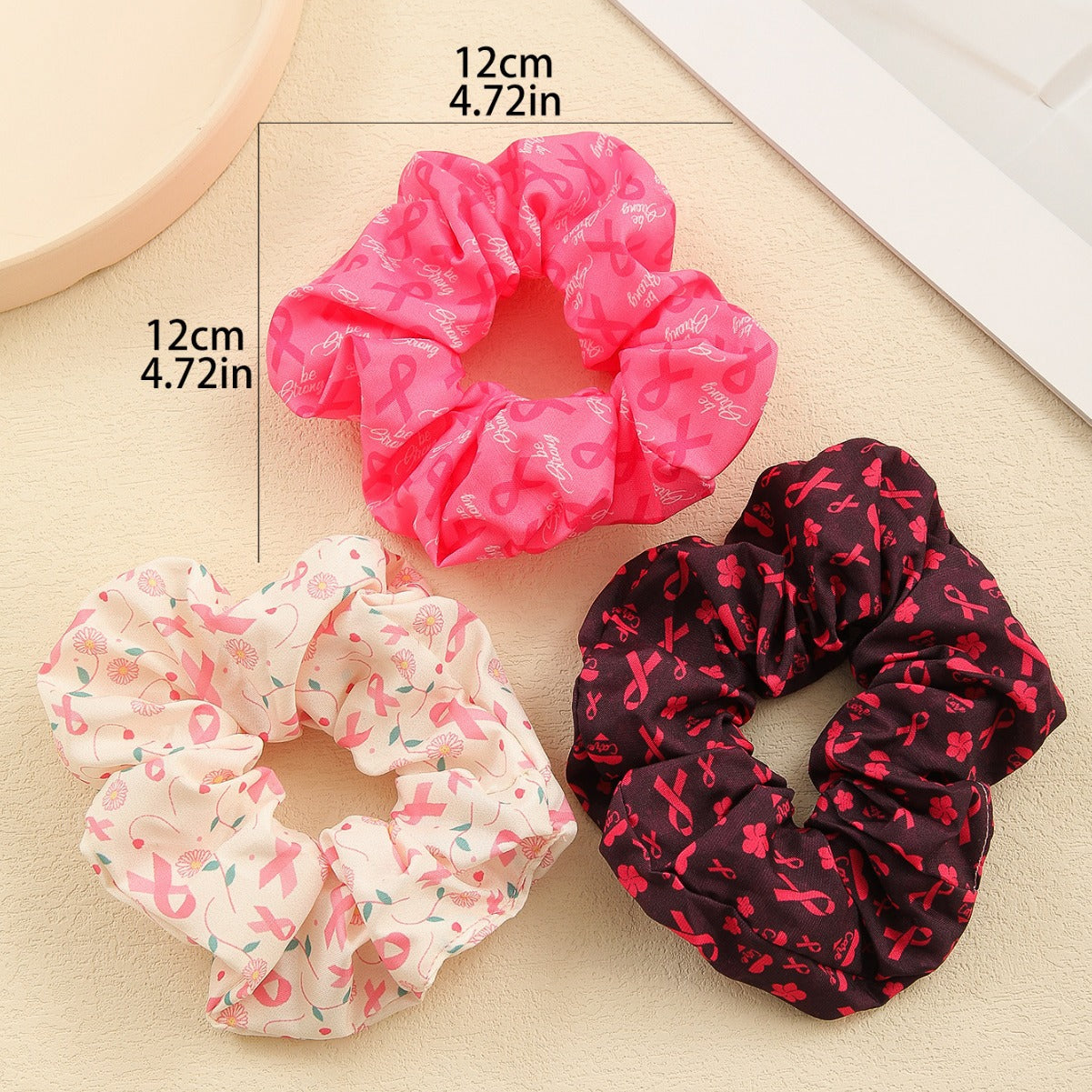 Pink Ribbon Charity Scrunchies - Breast Health Awareness Special Edition Hair Accessories