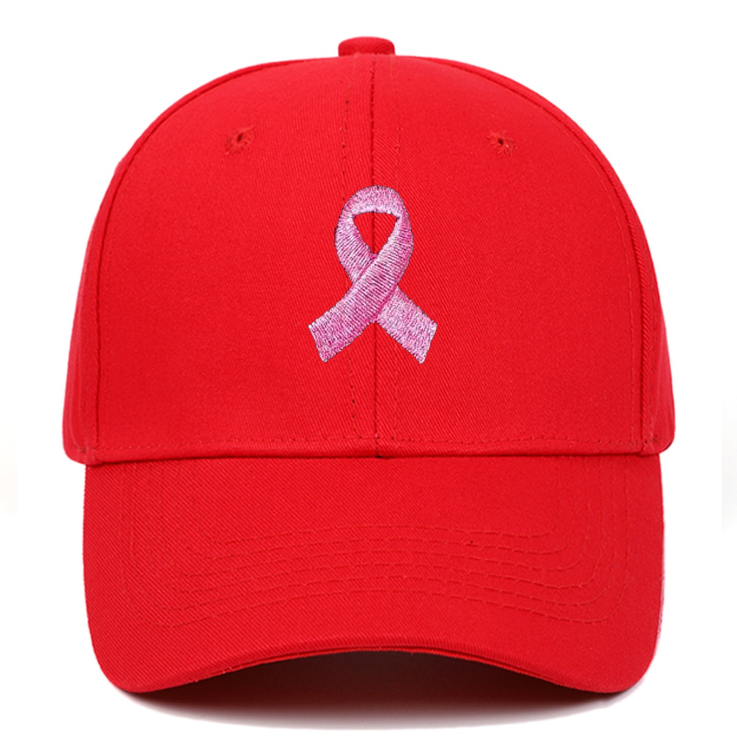 Breast Cancer Awareness Pink Ribbon Unisex Summer Outdoor Sports Hat Embroidered Scarf Pattern Structured Baseball Cap Wholesale
