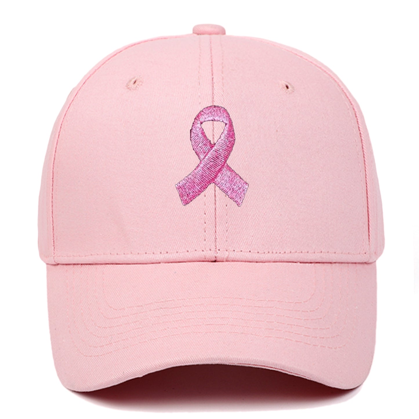 Breast Cancer Awareness Pink Ribbon Unisex Summer Outdoor Sports Hat Embroidered Scarf Pattern Structured Baseball Cap Wholesale