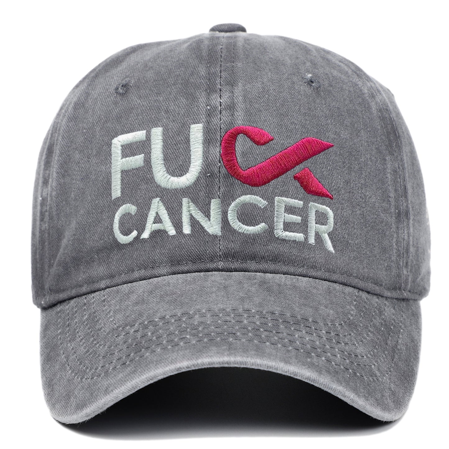 Breast Cancer Awareness Pink Ribbon Embroidered FUCK CANCER 6-Panel Snapback Cap - Hip Hop Style with Lettering, for Basketball & Outdoor Sun Protection Hat