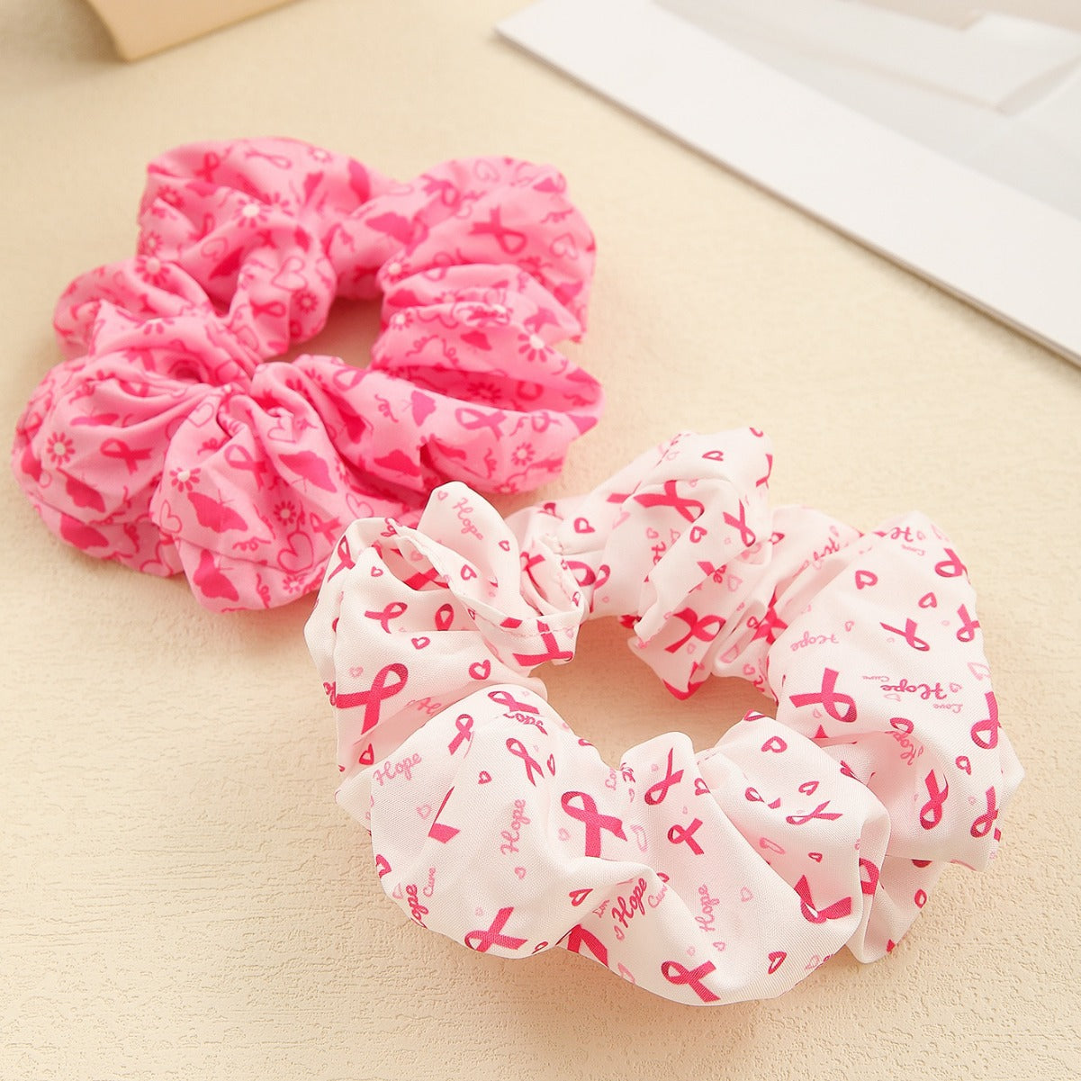 Pink Ribbon Charity Scrunchies - Breast Health Awareness Special Edition Hair Accessories