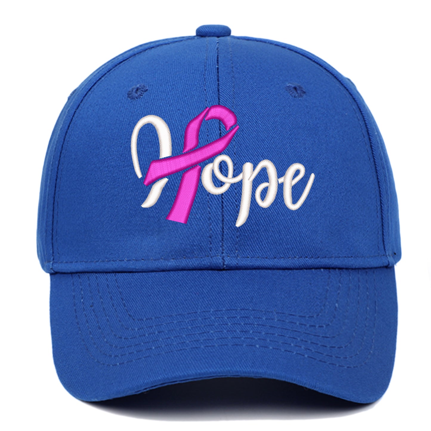 Breast Cancer Awareness Pink Ribbon Hope Letter Embroidered Baseball Cap, Curved Brim Snapback Unisex Casual Versatile Hat