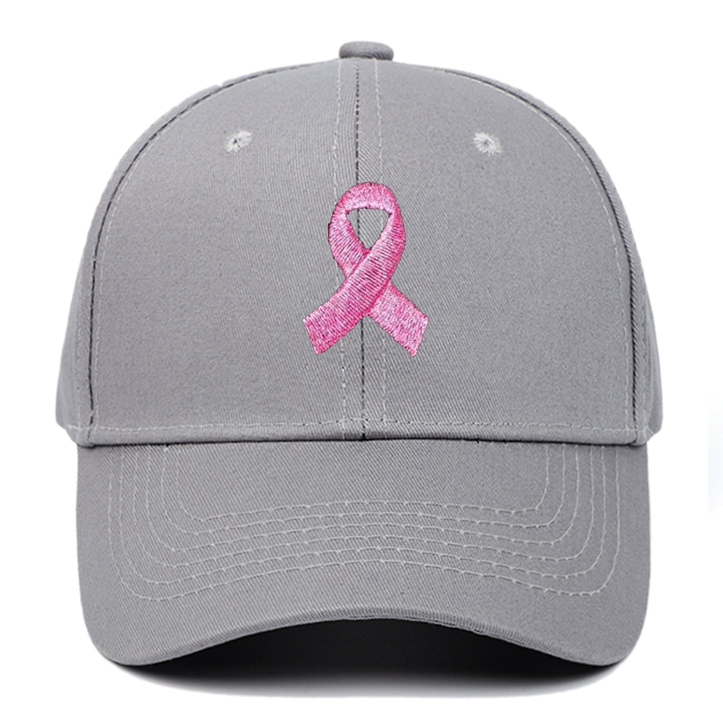 Breast Cancer Awareness Pink Ribbon Unisex Summer Outdoor Sports Hat Embroidered Scarf Pattern Structured Baseball Cap Wholesale