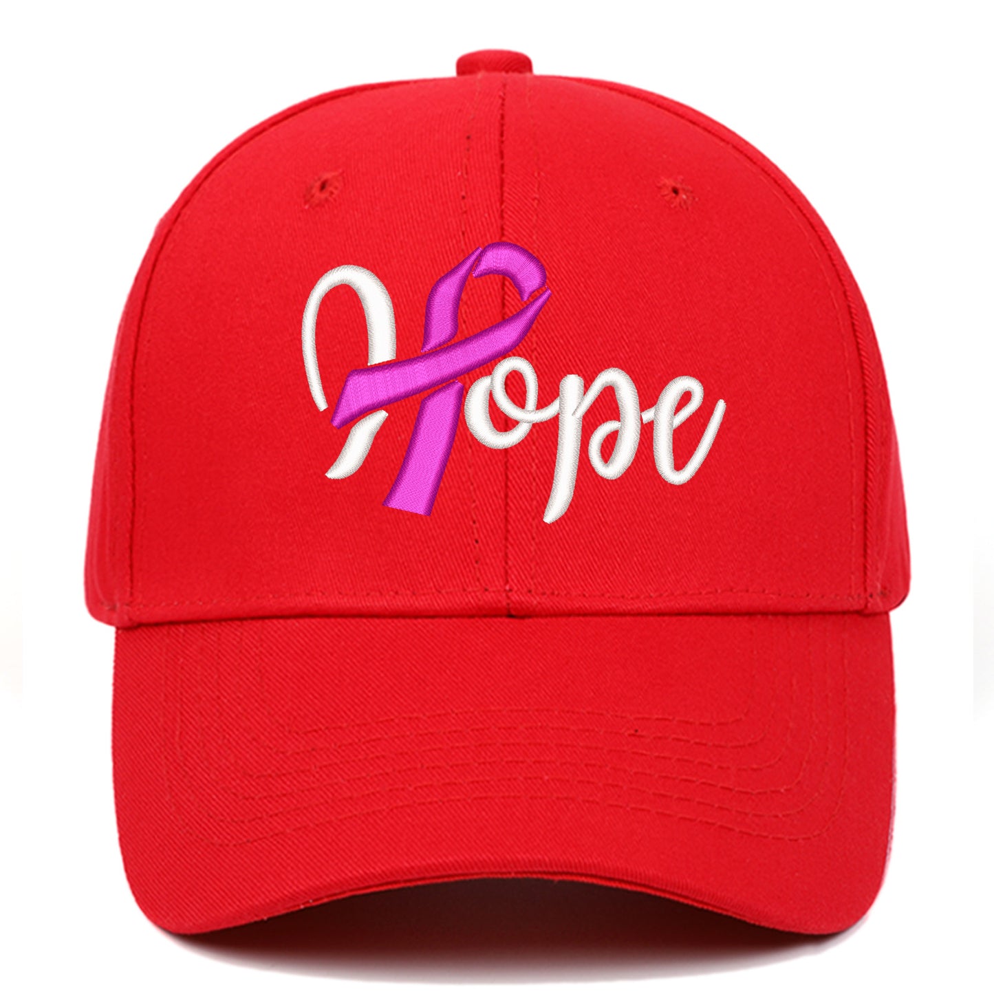 Breast Cancer Awareness Pink Ribbon Hope Letter Embroidered Baseball Cap, Curved Brim Snapback Unisex Casual Versatile Hat