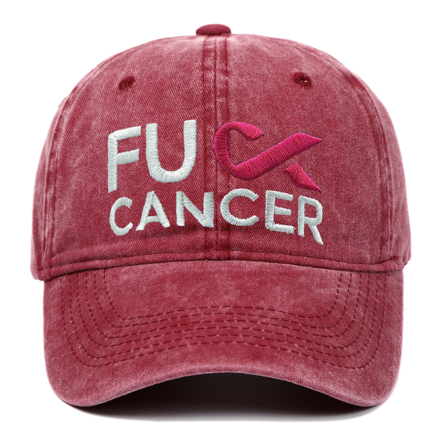 Breast Cancer Awareness Pink Ribbon Embroidered FUCK CANCER 6-Panel Snapback Cap - Hip Hop Style with Lettering, for Basketball & Outdoor Sun Protection Hat