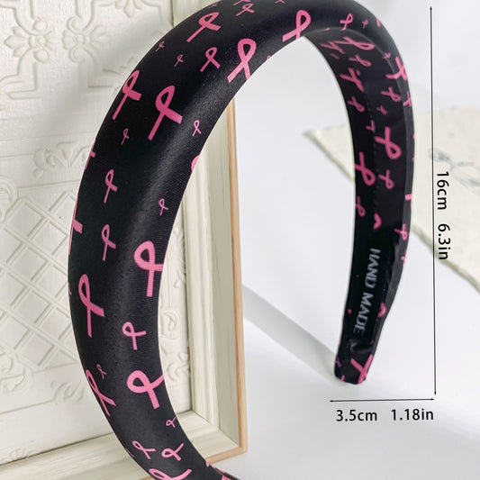Breast Cancer Awareness Headband for Women Girls Pink Ribbon Hairband Ribbon Wide Hair Hoop Survivor Support Headwear Hair Accessories for Anti-Cancer Public Welfare Activities Supplies