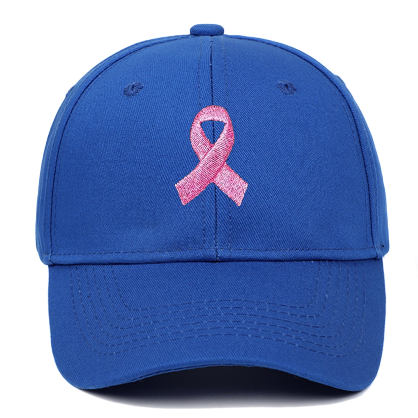 Breast Cancer Awareness Pink Ribbon Unisex Summer Outdoor Sports Hat Embroidered Scarf Pattern Structured Baseball Cap Wholesale