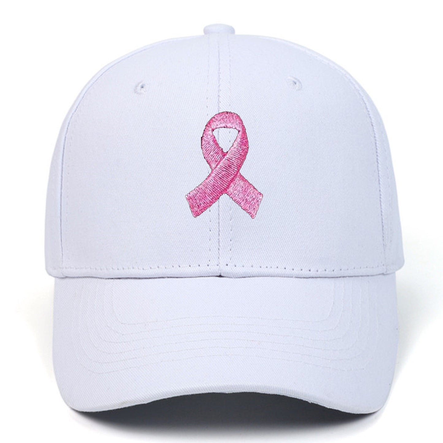 Breast Cancer Awareness Pink Ribbon Unisex Summer Outdoor Sports Hat Embroidered Scarf Pattern Structured Baseball Cap Wholesale