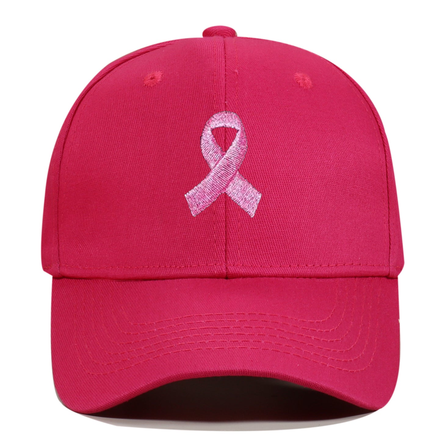 Breast Cancer Awareness Pink Ribbon Unisex Summer Outdoor Sports Hat Embroidered Scarf Pattern Structured Baseball Cap Wholesale