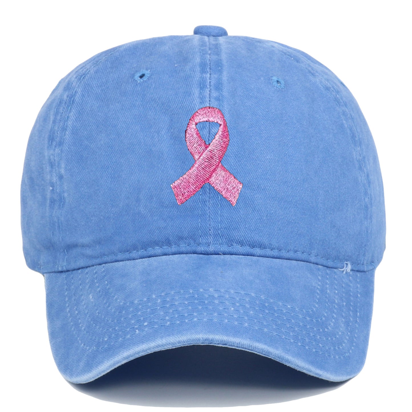 Breast Cancer Awareness Pink Ribbon Embroidered Baseball Cap, Washed Cotton Snapback, Unisex Outdoor Casual Adjustable Sun Hat Hair Accessories