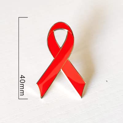 Red HIV/AIDS/Addiction Awareness Enamel Ribbon Lapel Pin 2.5*4cm