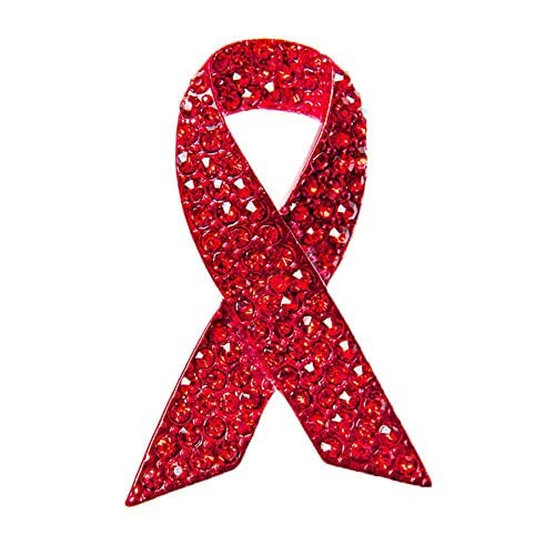 CMajor HIV Awareness Red Crystal Ribbon Brooch Pins - Perfect for World AIDS Day