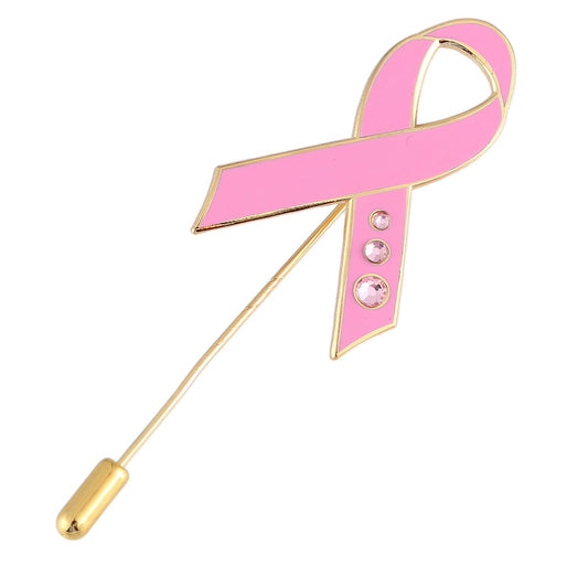 CMajor Pink Alloy Enamel Ribbon Lapel Stickpin