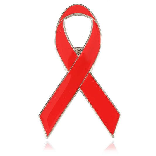 4.8cm AIDS/HIV Cancer Awareness Red Ribbon Enamel Lapel Pin Badge Brooch