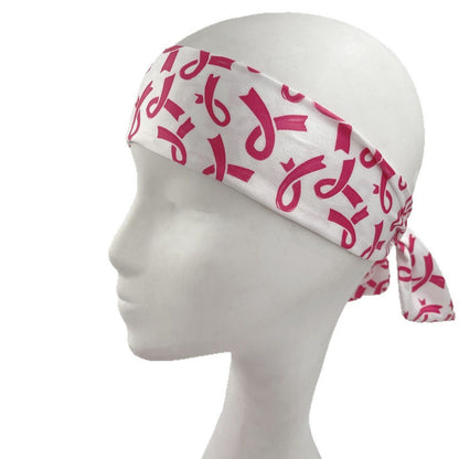 Breast Cancer Awareness Day Pink Ribbon Printed Scrunchies, Women's Multi-Use Sports/Yoga/Spa Headband Hair Accessories