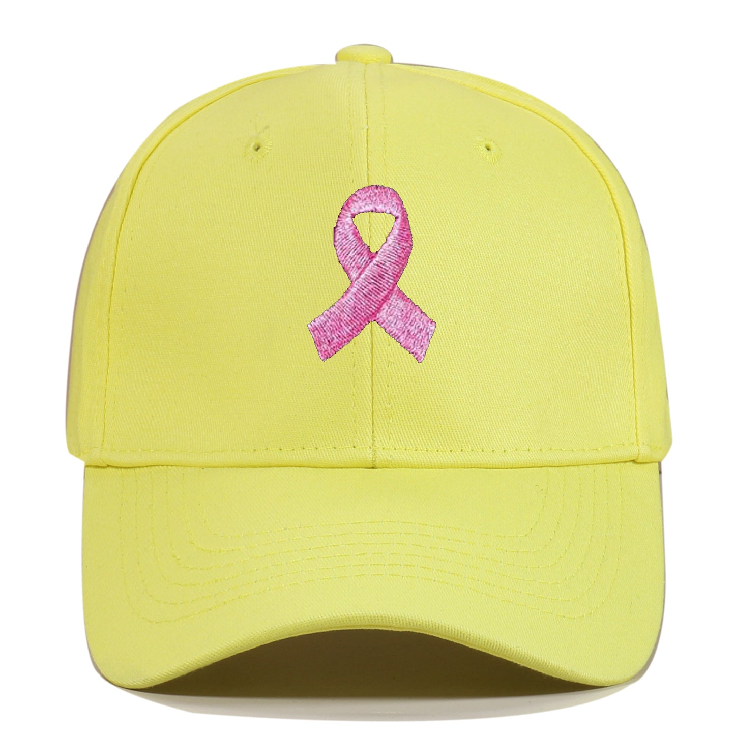Breast Cancer Awareness Pink Ribbon Unisex Summer Outdoor Sports Hat Embroidered Scarf Pattern Structured Baseball Cap Wholesale