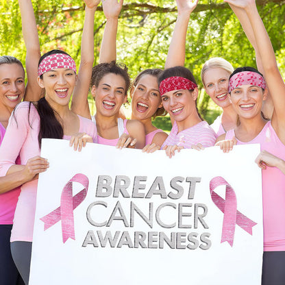 Breast Cancer Awareness Day Pink Ribbon Printed Scrunchies, Women's Multi-Use Sports/Yoga/Spa Headband Hair Accessories