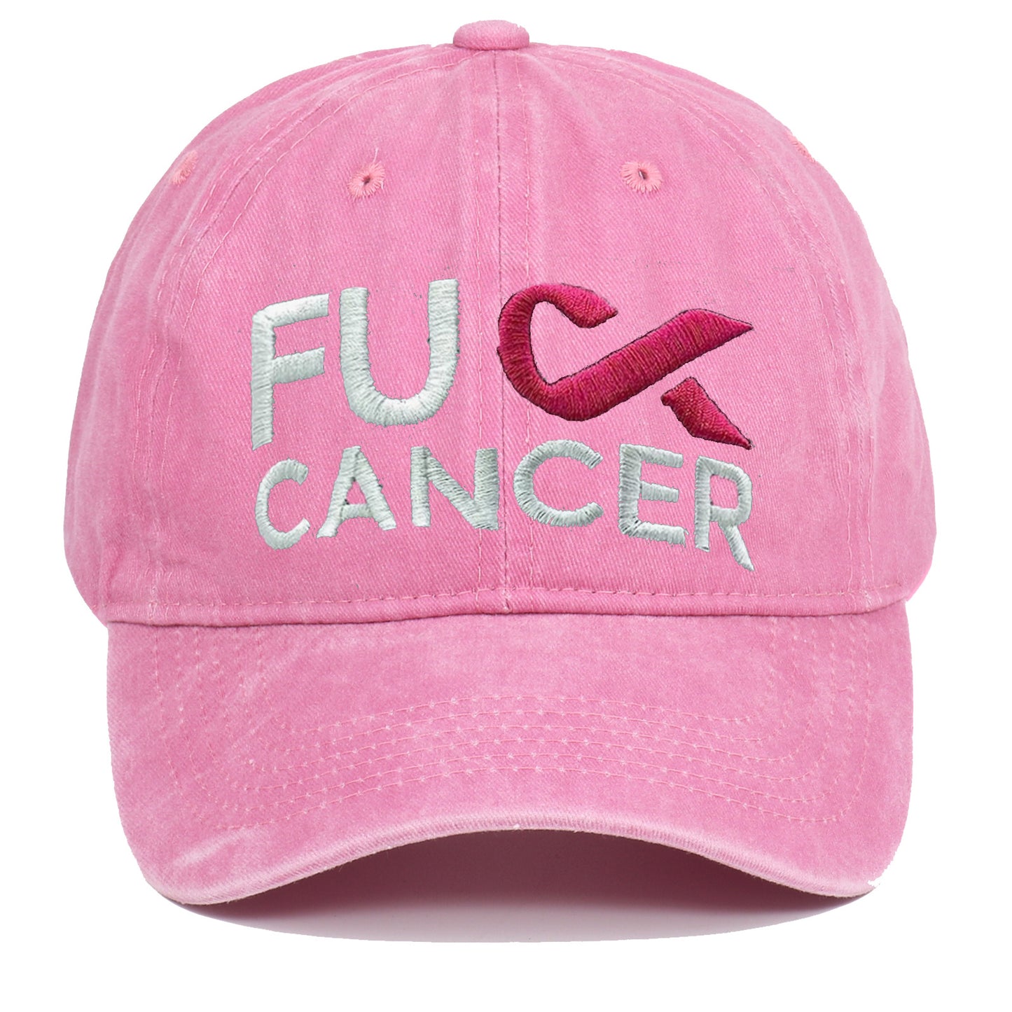 Breast Cancer Awareness Pink Ribbon Embroidered FUCK CANCER 6-Panel Snapback Cap - Hip Hop Style with Lettering, for Basketball & Outdoor Sun Protection Hat