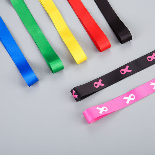 Breast Cancer Awareness Pink Ribbon Customized Neck Lanyard for ID Cards, Printed Badge Holder Straps with Silk Printing or Heat Transfer Webbing
