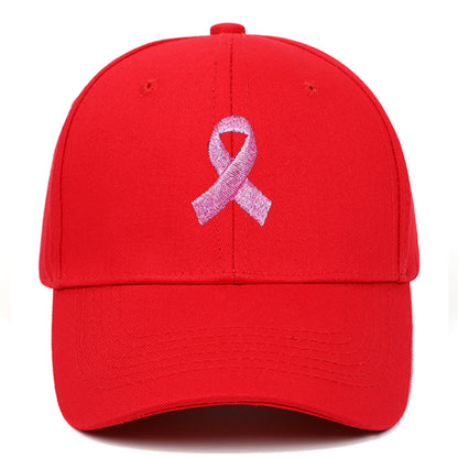 Breast Cancer Awareness Pink Ribbon Unisex Summer Outdoor Sports Hat Embroidered Scarf Pattern Structured Baseball Cap Wholesale
