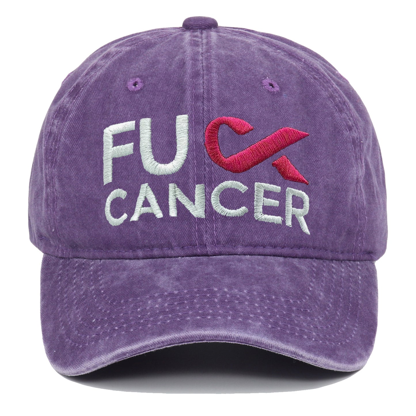 Breast Cancer Awareness Pink Ribbon Embroidered FUCK CANCER 6-Panel Snapback Cap - Hip Hop Style with Lettering, for Basketball & Outdoor Sun Protection Hat