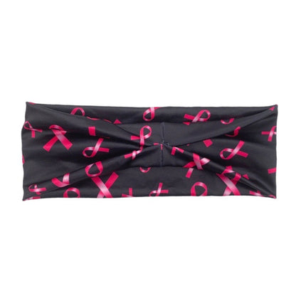 Breast Cancer Awareness Stretchy Headband for Women Girls Pink Ribbon Head Bandana Non-Slip Knotted Headbands Elastic Wide Cancer Survivor Sweatband Workout Sport Yoga Running Hair Accessories 3PCS