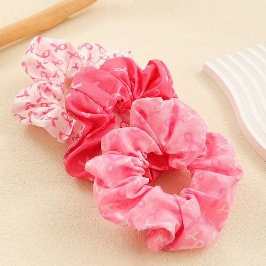 Pink Ribbon Charity Scrunchies - Breast Health Awareness Special Edition Hair Accessories