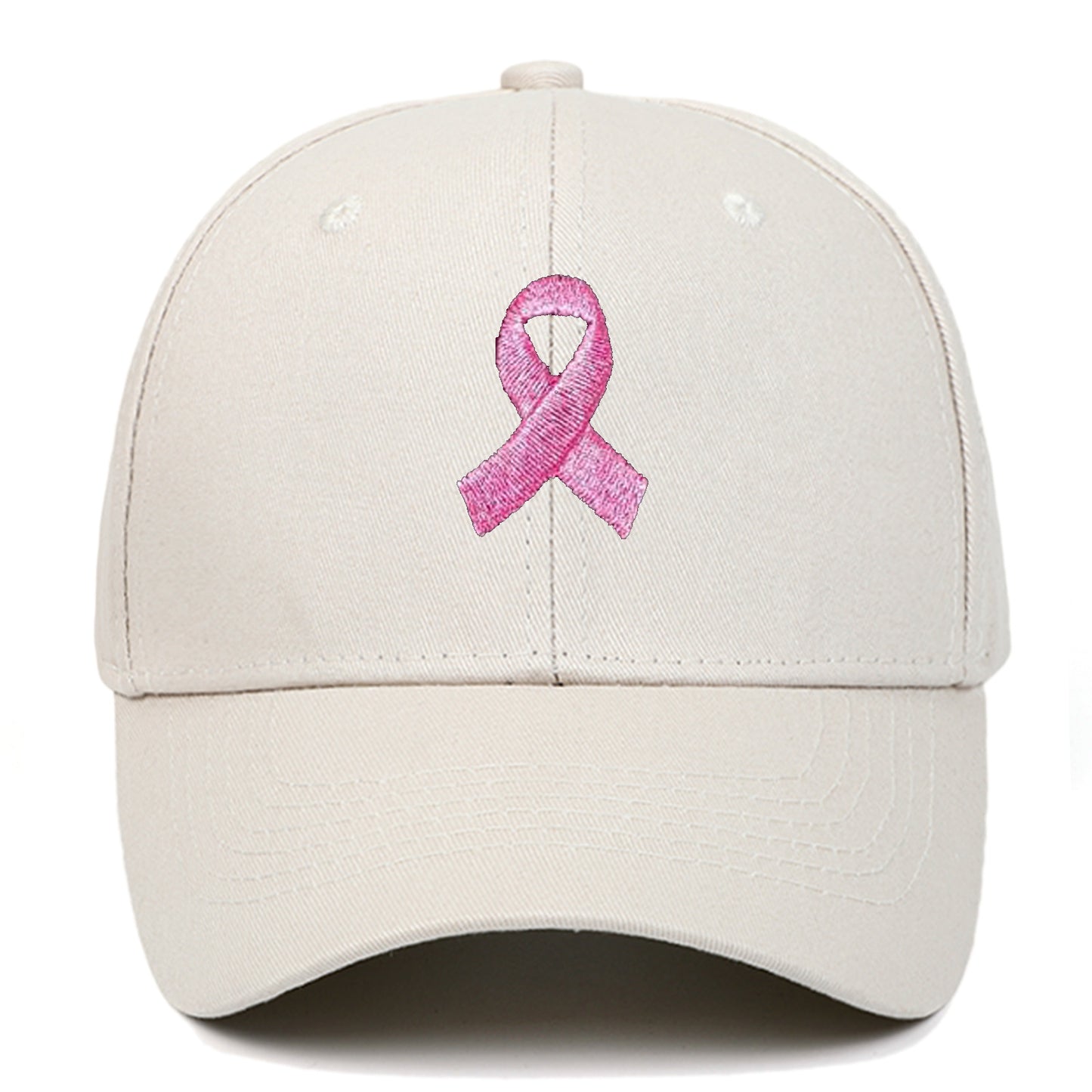 Breast Cancer Awareness Pink Ribbon Unisex Summer Outdoor Sports Hat Embroidered Scarf Pattern Structured Baseball Cap Wholesale