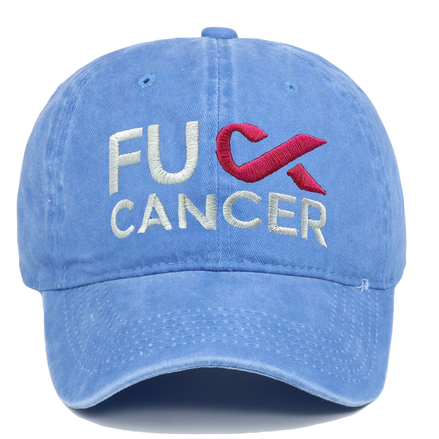 Breast Cancer Awareness Pink Ribbon Embroidered FUCK CANCER 6-Panel Snapback Cap - Hip Hop Style with Lettering, for Basketball & Outdoor Sun Protection Hat