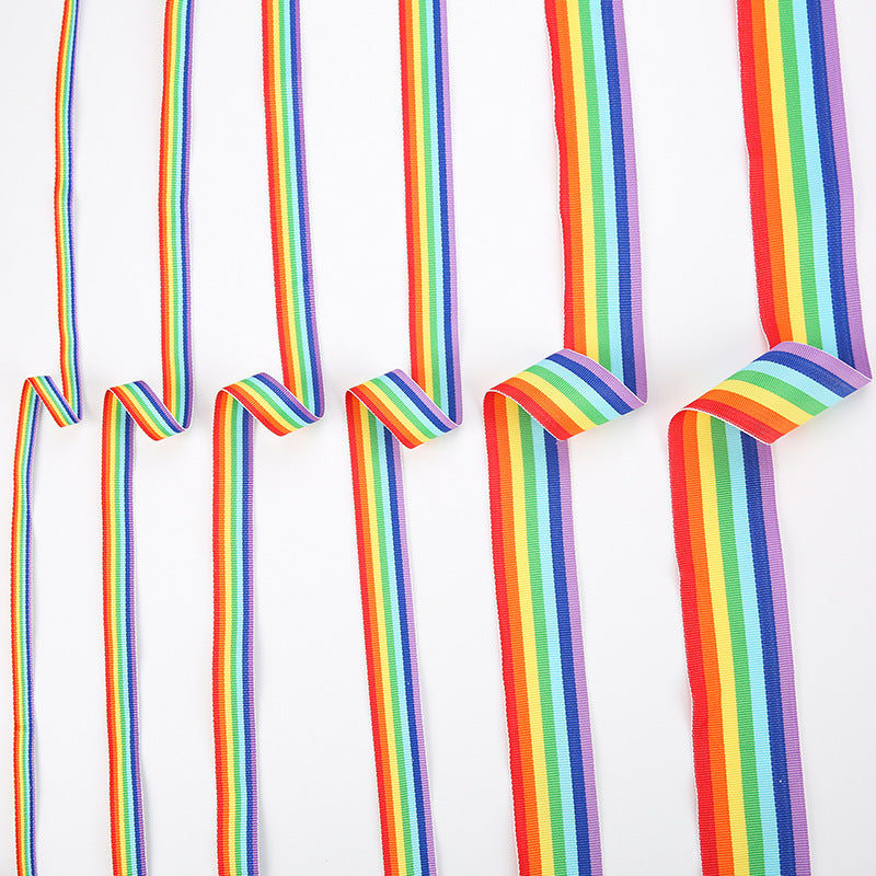 Rainbow Webbing Medal Lanyards Neck Straps Trimming Accessories for Bags and Garments Polyester Plain Weave Striped Color-Striped Webbing Wholesale