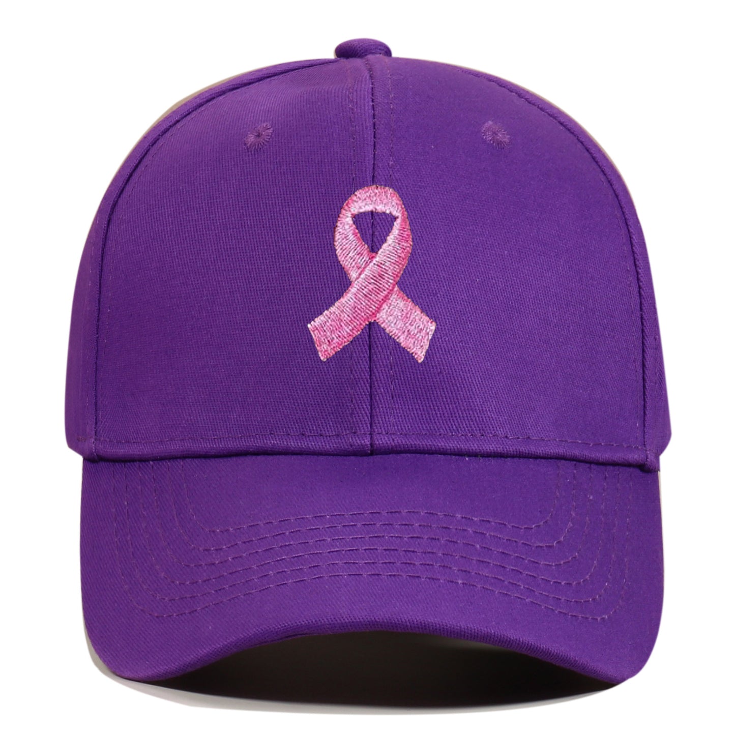 Breast Cancer Awareness Pink Ribbon Unisex Summer Outdoor Sports Hat Embroidered Scarf Pattern Structured Baseball Cap Wholesale