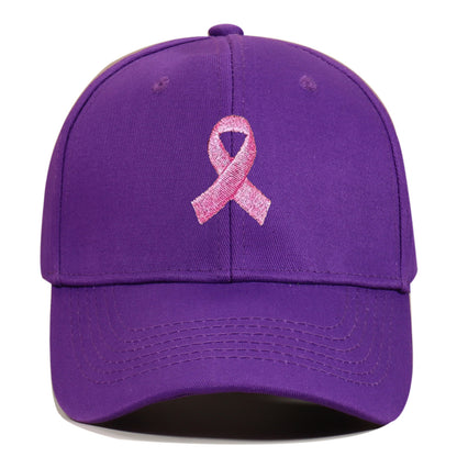 Breast Cancer Awareness Pink Ribbon Unisex Summer Outdoor Sports Hat Embroidered Scarf Pattern Structured Baseball Cap Wholesale