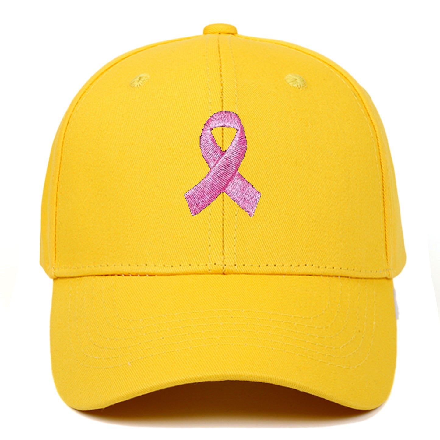 Breast Cancer Awareness Pink Ribbon Unisex Summer Outdoor Sports Hat Embroidered Scarf Pattern Structured Baseball Cap Wholesale