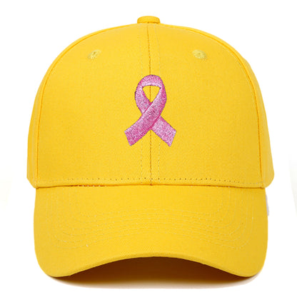 Breast Cancer Awareness Pink Ribbon Unisex Summer Outdoor Sports Hat Embroidered Scarf Pattern Structured Baseball Cap Wholesale