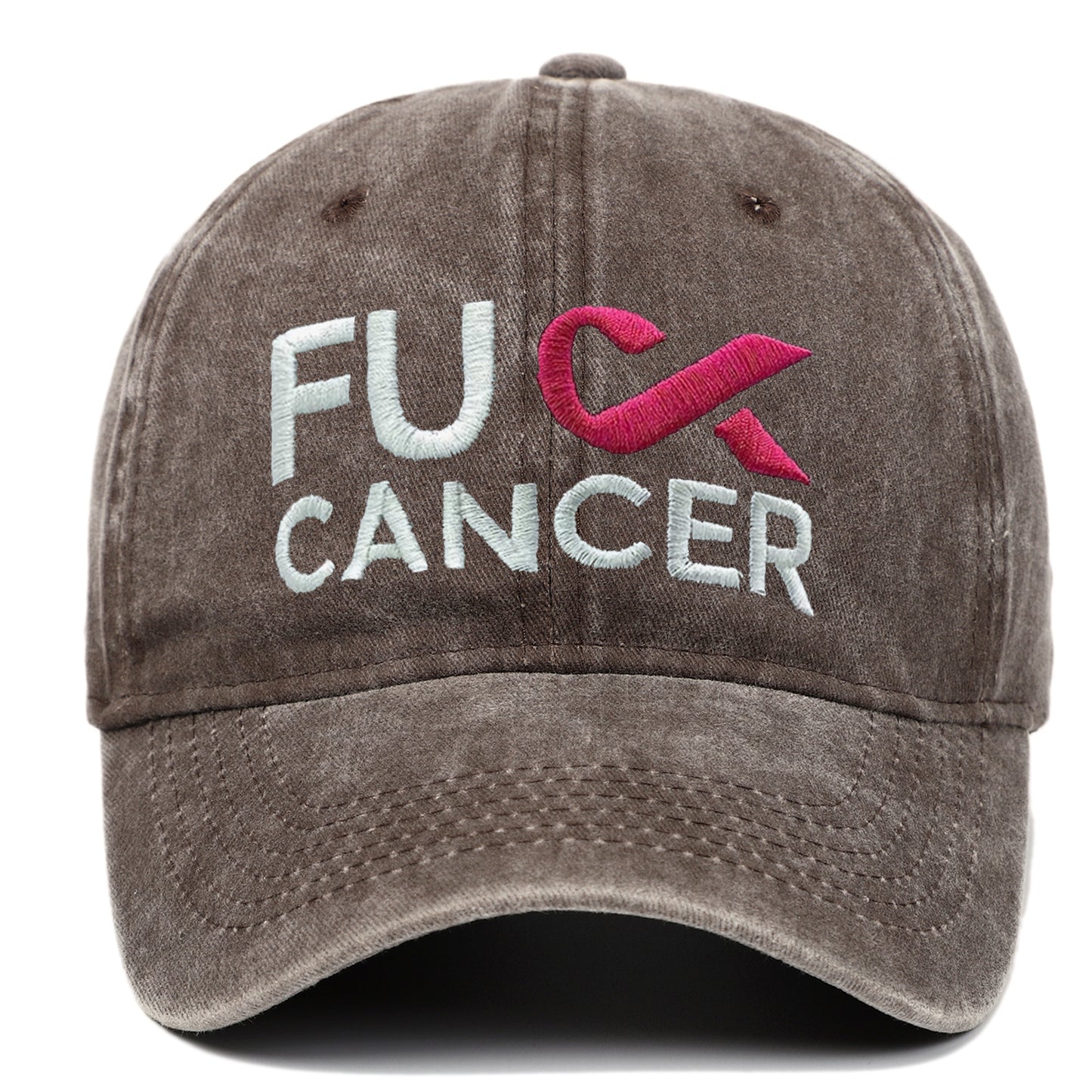 Breast Cancer Awareness Pink Ribbon Embroidered FUCK CANCER 6-Panel Snapback Cap - Hip Hop Style with Lettering, for Basketball & Outdoor Sun Protection Hat