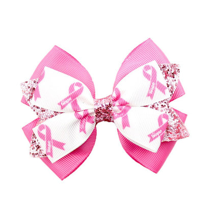 Breast Cancer Awareness Hair Ties for Women Girl Glitter Pink Ribbon Ponytail Holders Hair Accessories Elastic Hair Bands Ropes for Party Fundraising Event