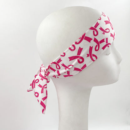 Breast Cancer Awareness Day Pink Ribbon Printed Scrunchies, Women's Multi-Use Sports/Yoga/Spa Headband Hair Accessories