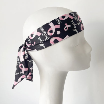 Breast Cancer Awareness Day Pink Ribbon Printed Scrunchies, Women's Multi-Use Sports/Yoga/Spa Headband Hair Accessories