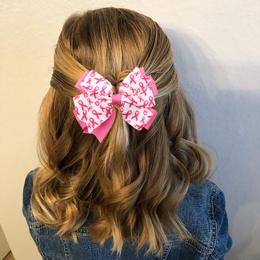 Breast Cancer Awareness Hair Ties for Women Girl Glitter Pink Ribbon Ponytail Holders Hair Accessories Elastic Hair Bands Ropes for Party Fundraising Event