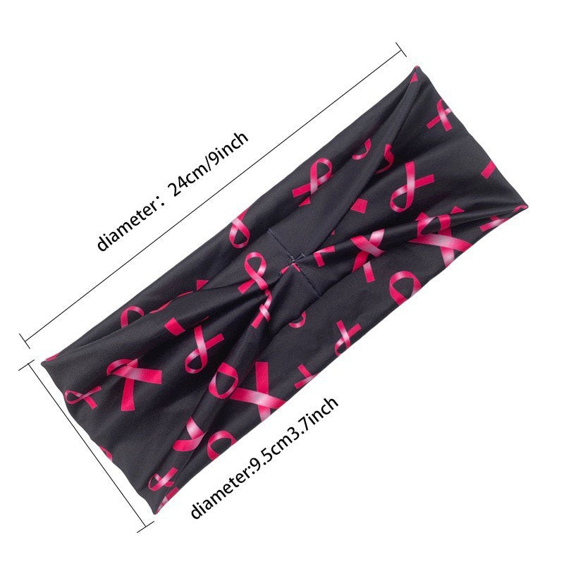 Breast Cancer Awareness Stretchy Headband for Women Girls Pink Ribbon Head Bandana Non-Slip Knotted Headbands Elastic Wide Cancer Survivor Sweatband Workout Sport Yoga Running Hair Accessories 3PCS