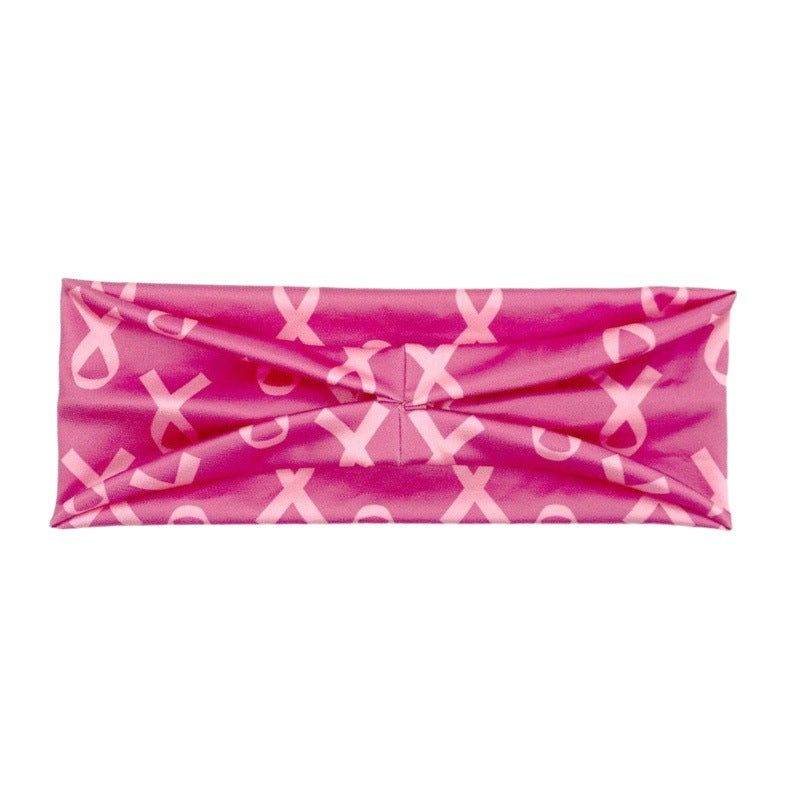 Breast Cancer Awareness Stretchy Headband for Women Girls Pink Ribbon Head Bandana Non-Slip Knotted Headbands Elastic Wide Cancer Survivor Sweatband Workout Sport Yoga Running Hair Accessories 3PCS